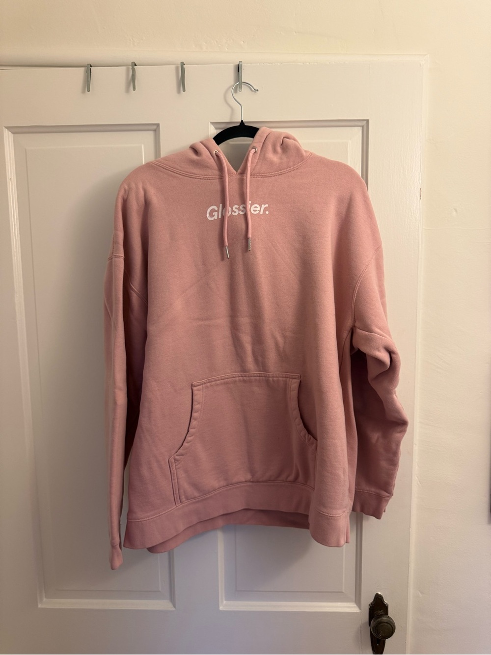 Glossier Dusty Pink Logo Pullover Hoodie
